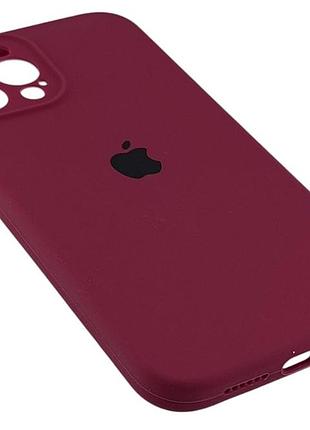 Чехол silicone case box для apple iphone 12 pro max бампер soft touch с микрофиброй бордовый 3