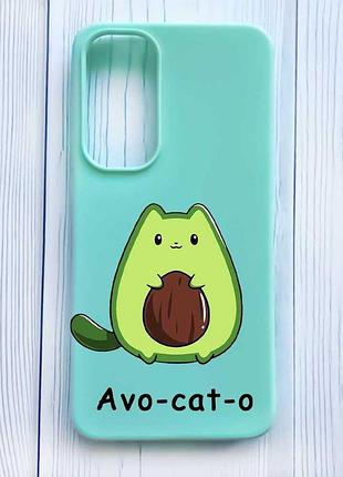 Матовый бирюзовый чехол на samsung galaxy s24 fe котик авокадо (принт 306)