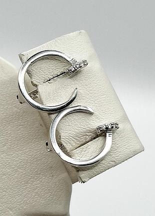 Сережки серебряные с кубическим цирконием "картье" 2,7 г