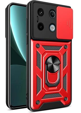 Чехол fiji camera defence для xiaomi redmi note 13 pro 5g бампер с защитой камеры и подставкой red
