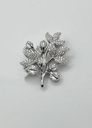 Брошка-булавка серебряная с кубическим цирконием 4,84 г
