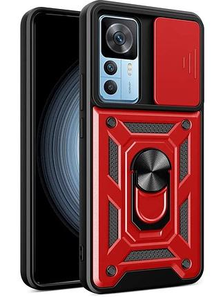 Чехол fiji camera defence для xiaomi 12t / 12t pro бампер с защитой камеры и подставкой red