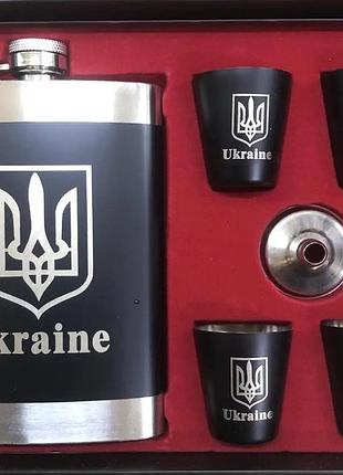 Подарочный набор фляга с рюмками с гербом трезубец ukraine flg 55/405 подарочный набор фляга и стопки