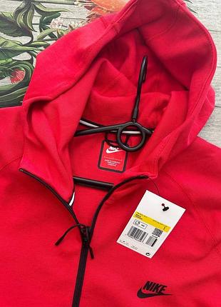 Зіп худі nike tech fleece , червона кофта найк теч фліс 3