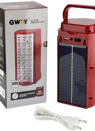 Переносной фонарь с повербанком и солнечной панелью на 24 led gway gl 6240 s (12 шт)