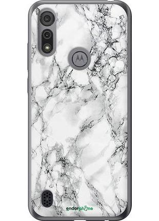 Чехол на motorola e6i мрамор белый "4480u-2355-10746"