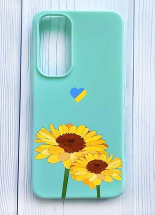 Матовый бирюзовый чехол на samsung galaxy a35 (a356) желтые цветы (принт 364)