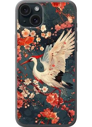 Чехол на iphone 15 plus сакура и аист "6108u-3097-10746"