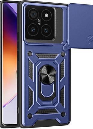 Чехол fiji camera defence для xiaomi 14t pro бампер с защитой камеры и подставкой dark blue