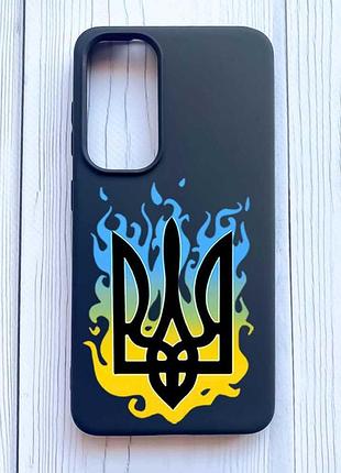 Матовий чорний чохол на samsung galaxy a35 (a356) тризуб полум'я (принт 257)