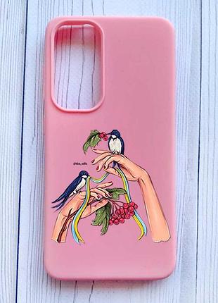Матовий рожевий чохол на samsung galaxy a35 (a356) ластівки (принт 15)