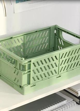 Контейнер для зберігання дрібниць, 25.5×15×9.7см, пластиковий кошик з ручками, зелений