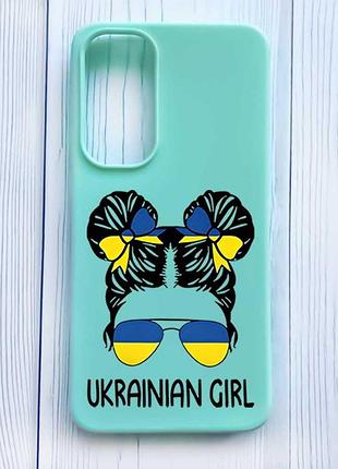 Матовый бирюзовый чехол на samsung galaxy a35 (a356) украинская девушка (принт 113)