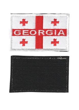Шеврон всу, военный / армейский, грузинский флаг, на липучке, 5 см * 8 см