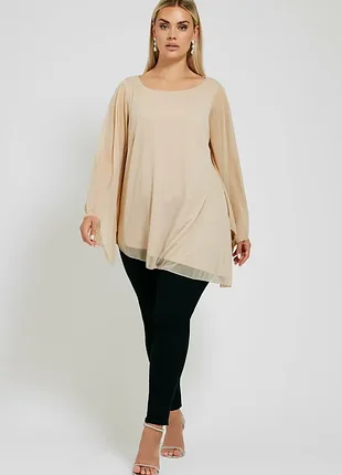 Асиметрична блузка yours curve natural з довгими оригінальними рукавами 30-32 розміру