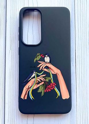 Матовий чорний чохол на samsung galaxy s24 fe ластівки (принт 15)