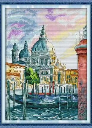 Набір для вишивання за нанесеною на канву схемою "venice santa maria salute". aida 14ct printed , 30*40 см