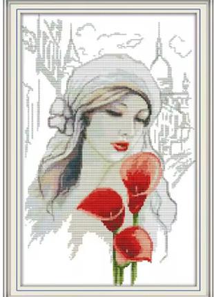 Набір для вишивання за нанесеною на канву схемою "beauty and calla". aida 14ct printed , 31*45 см