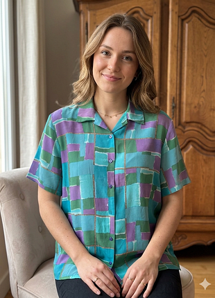 Шелковая блуза alba moda с арт-принтом