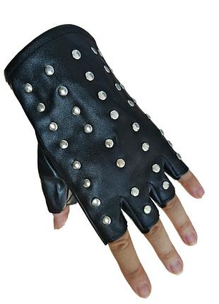 Перчатки женские беспалые кожаные gloves м черный 04499