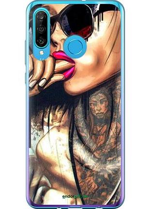 Чехол на huawei p30 lite девушка в тату "4001u-1651-10746"