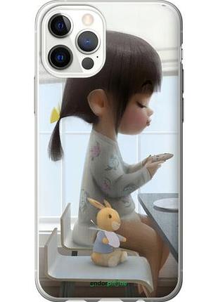 Чехол на iphone 12 pro милая девочка с зайчиком "4039u-2052-10746"