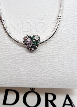 Серебряный шарм (бусина) pandora "сердце" пандора подарок для женщин