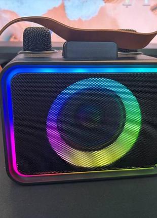 Караоке-колонка к26 з двома мікрофонами та rgb підсвічуванням