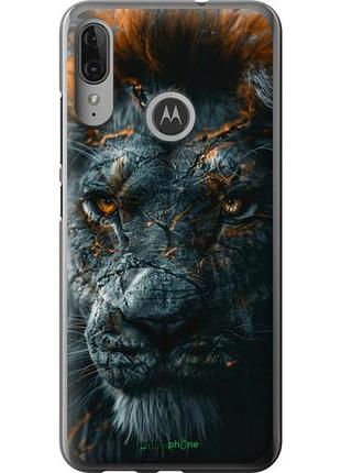 Чехол на motorola moto e6 plus пламенный лев "6153u-1780-10746"