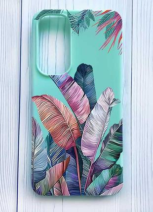 Матовый бирюзовый чехол на samsung galaxy a35 (a356) тропики (принт 372)