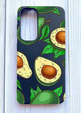 Матовый черный чехол на samsung galaxy a35 (a356) фон авокадо (принт 308)