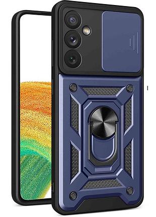 Чехол fiji camera defence для samsung galaxy a54 (a546) бампер с защитой камеры и подставкой dark blue