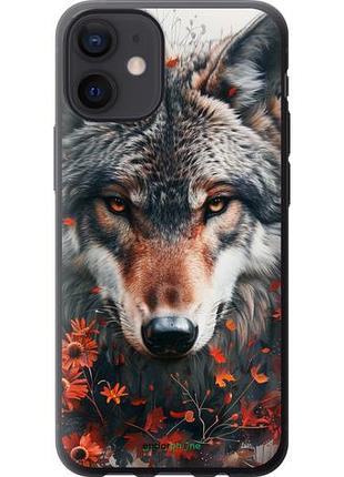 Чехол на iphone 12 mini wolf and flowers "6056u-2071-10746"