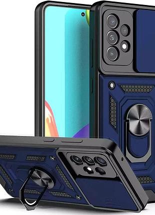 Чехол fiji camera defence для samsung galaxy a72 (a725) бампер с защитой камеры и подставкой dark blue