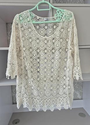 Кофта туника женская сетевая из коттона