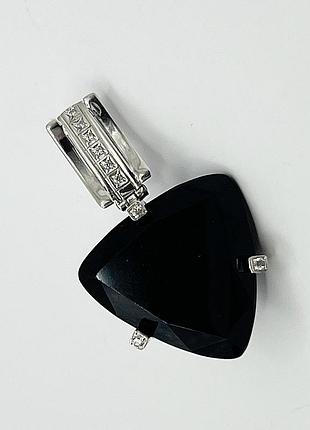 Кулон серебряный с кубическим цирконием и обсидианом "графиня" 9,17 г