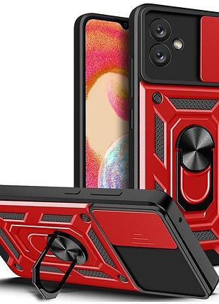 Чехол fiji camera defence для samsung galaxy a04 (a045) бампер с защитой камеры и подставкой red