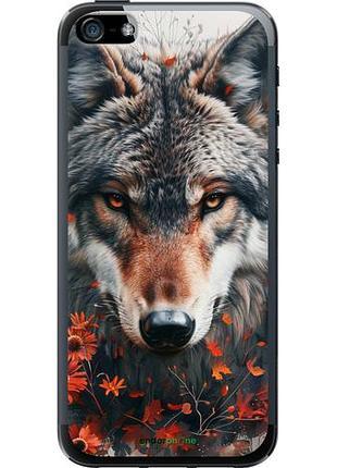 Чехол на iphone 5s wolf and flowers "6056u-21-10746"