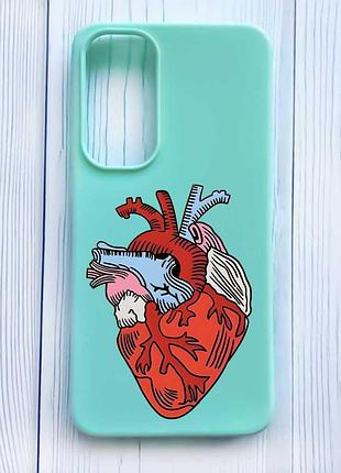 Матовый бирюзовый чехол на samsung galaxy a35 (a356) сердце анатомическое (принт 250)