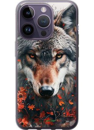 Чехол на iphone 14 pro wolf and flowers "6056u-2646-10746"
