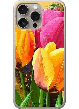 Чехол на iphone 15 pro max нарисованные тюльпаны "5990u-3098-10746"