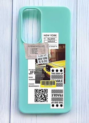 Матовый бирюзовый чехол на samsung galaxy a35 (a356) нью-йорк. путешествия (принт 314)