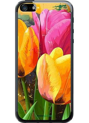 Чехол на iphone 5s нарисованные тюльпаны "5990u-21-10746"