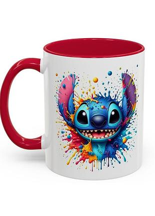 Чашка с принтом "stitch" 330мл красный