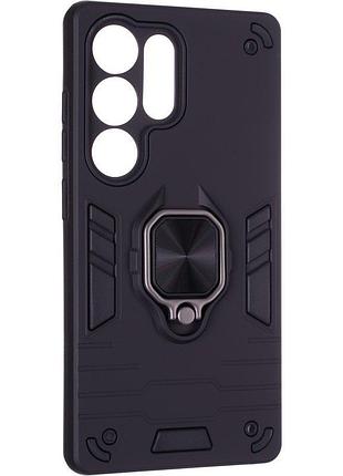 Чехол fiji defence для samsung galaxy s25 ultra (s938) защитный бампер с кольцом подставкой black