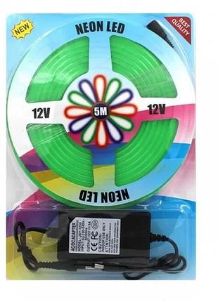 Лента силиконова led neon зеленая 5м green 12v-220v art 0764 (40)