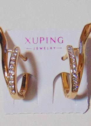 Серьги с цирконами xuping 21х6 мм кс314