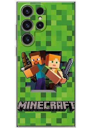 Чехол силиконовый с картинкой на samsung galaxy s25 ultra (майнкрафт, minecraft)