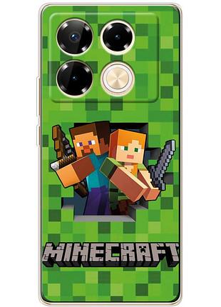 Чехол силиконовый с картинкой на infinix note 40 pro (майнкрафт, minecraft)