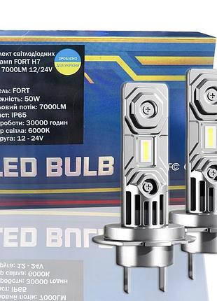 H7 светодиодные авто лампы (чип zeus) 50w 12-24v 6000k 7000lm. led (лэд) лампы m3 по размеру галогенок